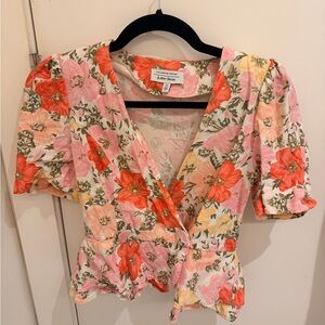 & Other Stories Floral Blouse - Pink, Red, Yellow